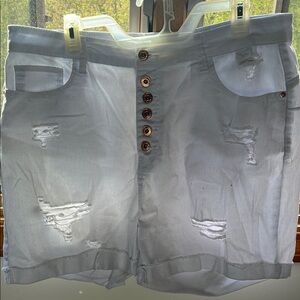 Stylish White Distressed Women's Shorts